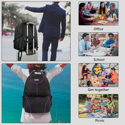 VECKUSON Laptop Backpack, 15.6 Inches, Purple, Unisex