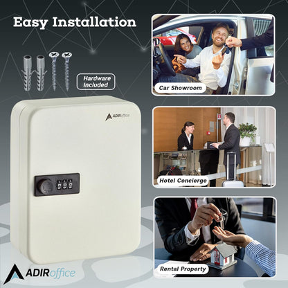 AdirOffice Steel Combination Lock Keys Cabinet Security Storage Box Organizer Holder Locked Key Box Wall Mount 30 Slots