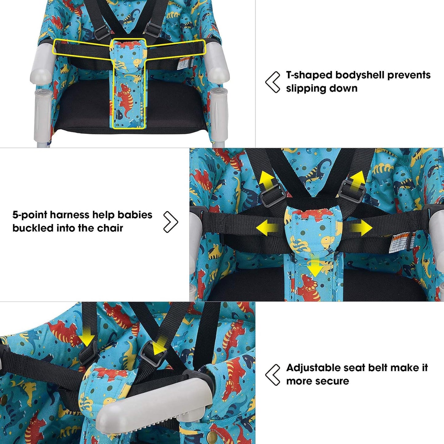 Hook On Chair, VEEYOO Clip On High Chair Folding Fast Table Chair with Storage Bag, Portable Baby Feeding Seat Attach to Table for Home and Travel