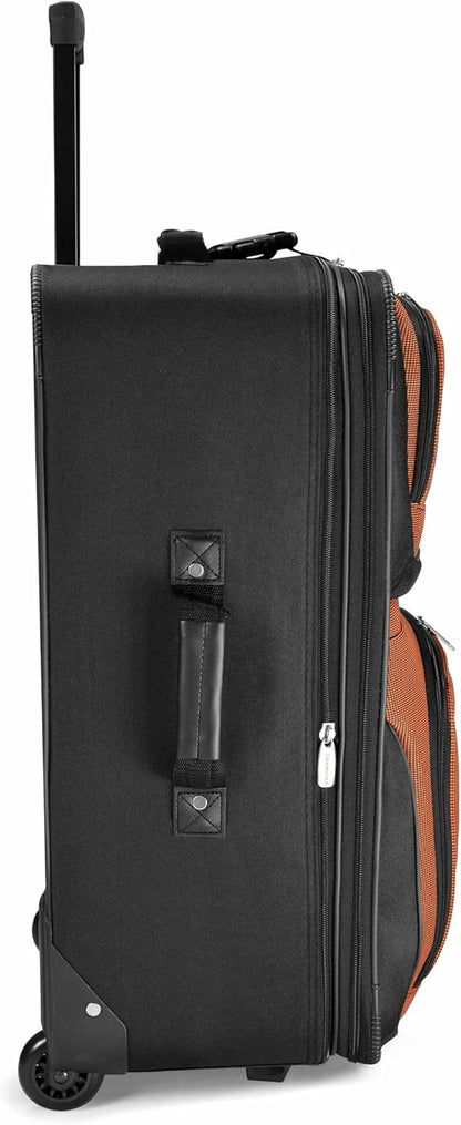 Travel Select Amsterdam 4-Piece Softside Expandable Rolling Luggage Set, Lightweight 2-Wheel Suitcases, Packing Cubes, Travel Tote, Durable Polyester Construction, Orange