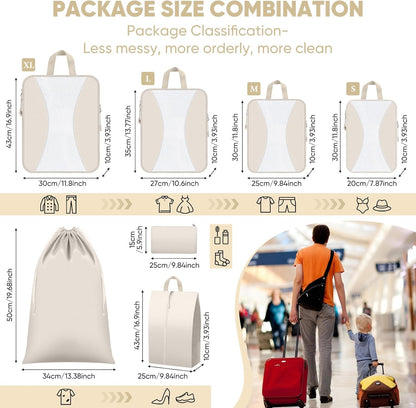 8 Set Compression Packing Cubes for Travel, Packing Cubes Compression Travel Accessories Expandable Packing Organizers for Carry on Luggage Suitcase (Gray)