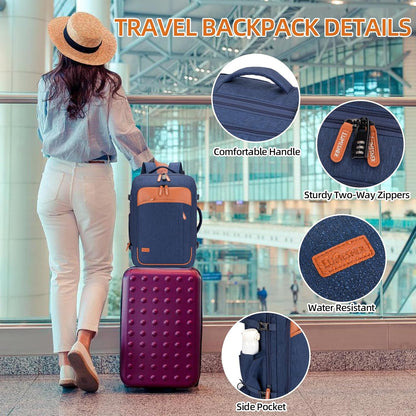 Travel Laptop Backpack,42L Carry on Luggage, Flight Approved Expandable Backpack,Business Anti Theft Weekender Bags for Women Men, Water Resistant Expandable Backpacks With 4 Packing Cubes