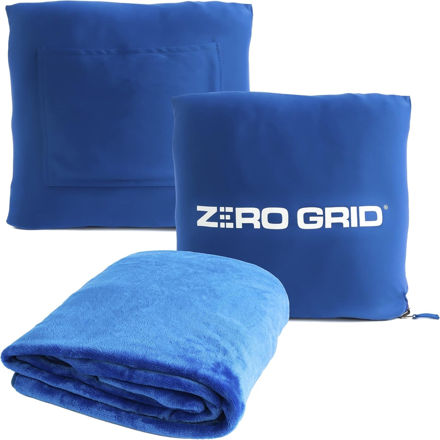 Lightweight Travel Blanket - Premium & Compact Airplane Wearable Blanket with Neck Snaps, Cozy Foot Pockets, Zipper Pouch - Converts into Soft Pillow - Designed for Ultimate Comfort - Royal Blue