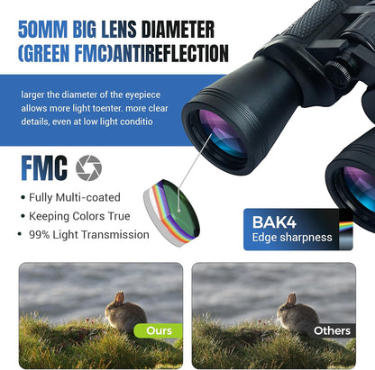 30x50 High Powered Binoculars for Adults, Waterproof Compact Binoculars with Low Light Vision for Bird Watching Hunting Football Games Travel Stargazing Cruise, Christmas Birthday Gifts for Men