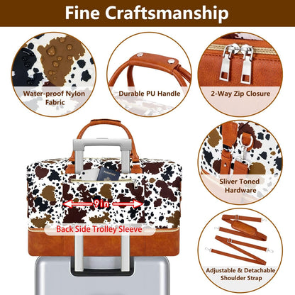 Weekender Bag for Women, Travel Duffel Bag Carry On Overnight Bag with Shoe Compartment Large Nylon Travel Weekend Tote Bag