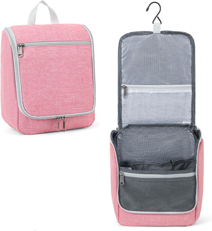 Della Gao Hanging Travel Toiletry bag for Women, Water-resistant Durable Nylon Toiletries Organizer for Cosmetics, Makeup Brushes, Bathroom Bag, Pink