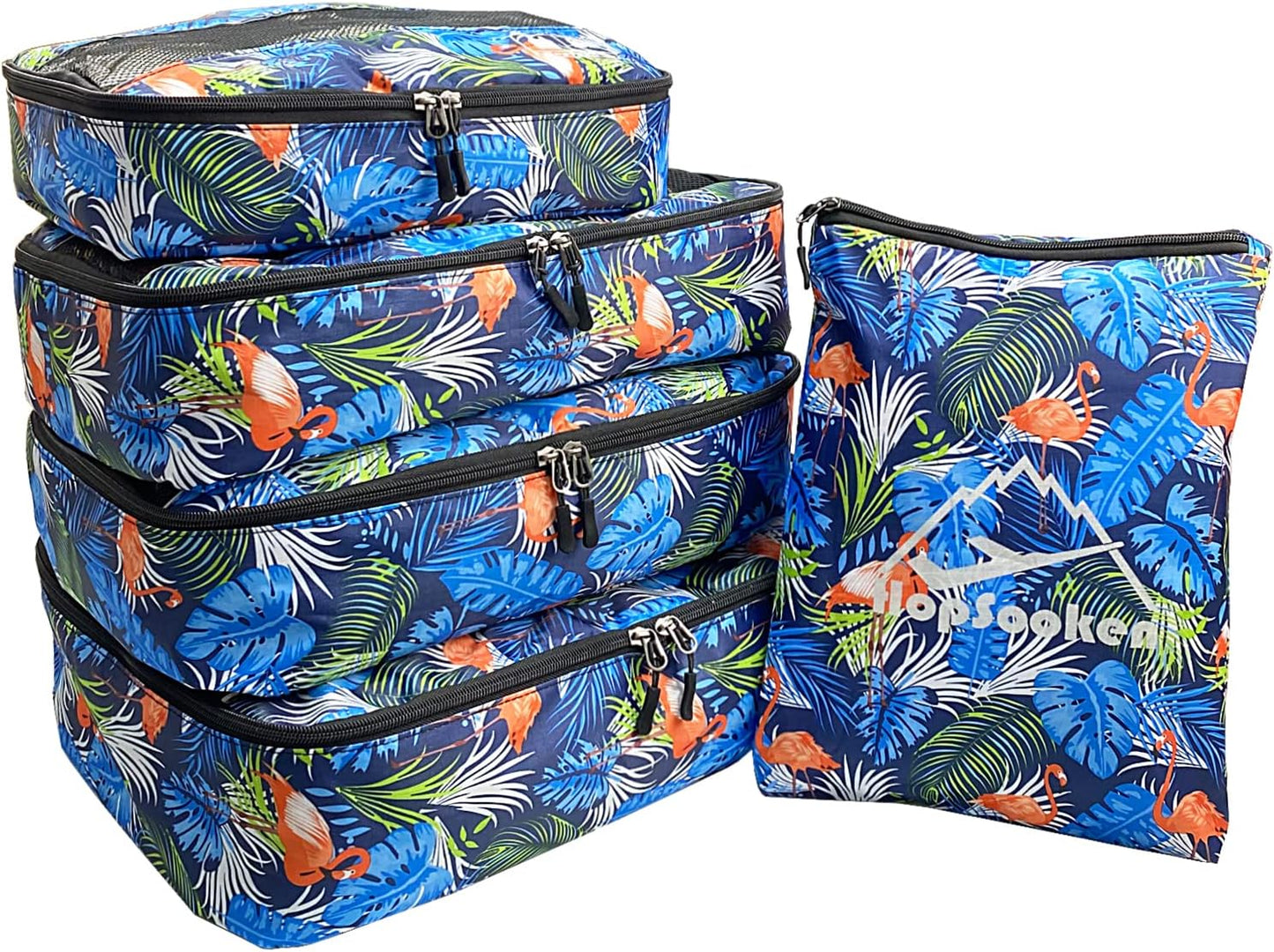 5 Set Packing Cubes for Travel Large Suitcase Luggage Organizer Bags Travel Accessories Vacation 4 Cubes 1 Laundry Pouch Bag