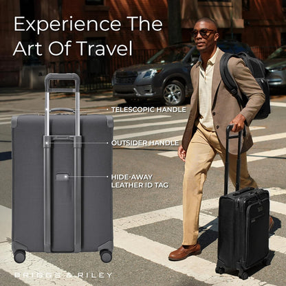 Briggs & Riley 29" Large Expandable Spinner - Checked Luggage for Travel, Suitcases with Wheels, Softside Rolling Bag for Men & Women, Self-Repairing Zipper - Baseline Collection, Steel Gray