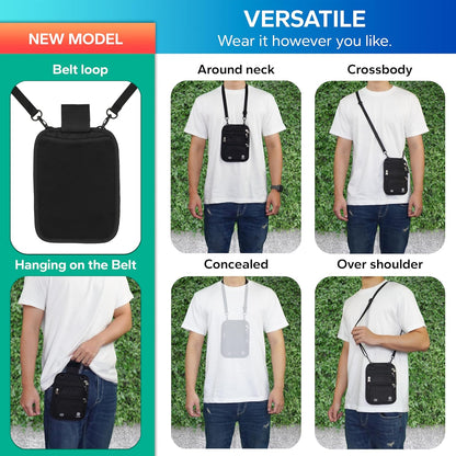 Neck Wallet – Travel Pouch and RFID Blocking Passport Holder for Women and Men, Easy to Conceal Passport Wallet, Slim Travel Wallet to Keep Your Cash, Passport, Cards and Documents Safe (Black)