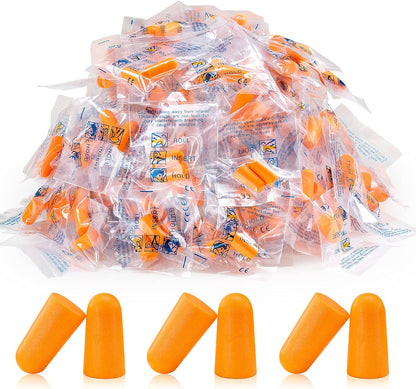 200 Pairs Earplugs for Noise Cancelling Individual Bagged Foam EarPlugs for Sleeping Work Snoring Sound Blocking Construction Loud Noise Reducing Earplugs Orange Color