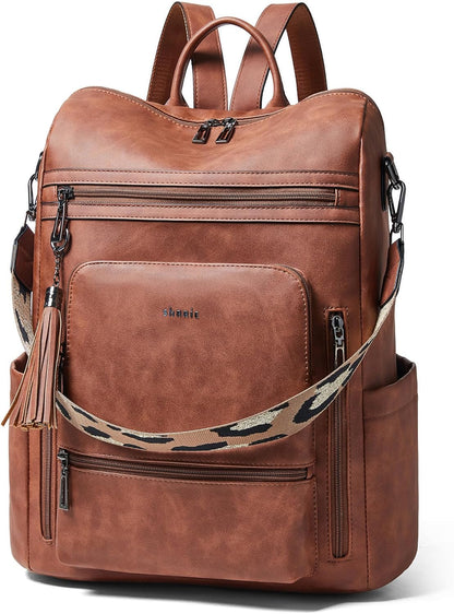 Shrrie Vegan Leather Laptop Backpack for Women 15.6 inch Work Backpack Fashion Travel Backpack Purse for Business College