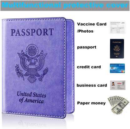 Herain Passport Holder for Travel Cruise Essentials 2 Pcs, Passport Cover Wallet Case Women Men Family, Passports Book Holders Travel Gifts Accessories Vacation Must Haves
