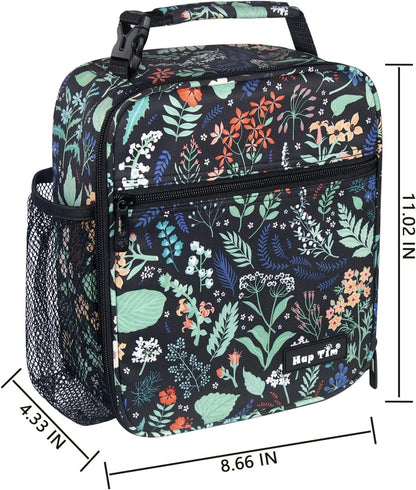 Hap Tim Insulated Lunch Bag Women, Reusable Lunch Box for Women & Men, Adluts Lunchbox for Office Work, Portable Lunchbag, Black Floral（18654-BF）