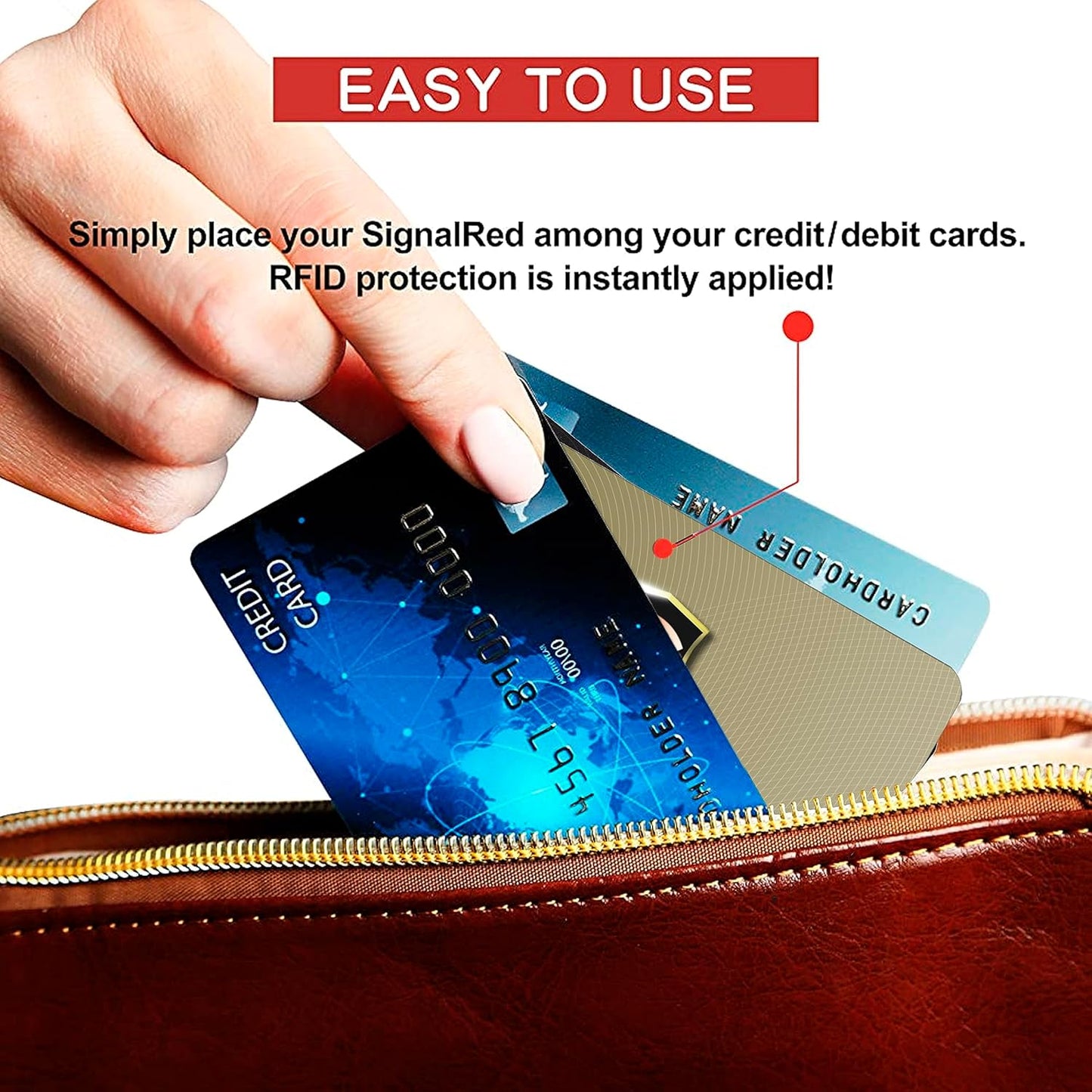 SaiTech RFID Protected Cards, Golden 10 Pack: Entire Wallet Purse Shield For Men & Women, NFC Contactless Bank Debit Credit Card Protector ID ATM Guard