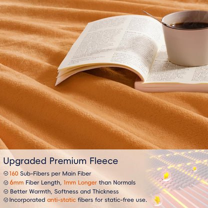 PHF Ultra Soft Fleece Blanket King Size, No Shed No Pilling Luxury Plush Cozy 300GSM Lightweight Blanket for Bed, Couch, Chair, Sofa Suitable for All Season, 108" x 90", Pumpkin Orange