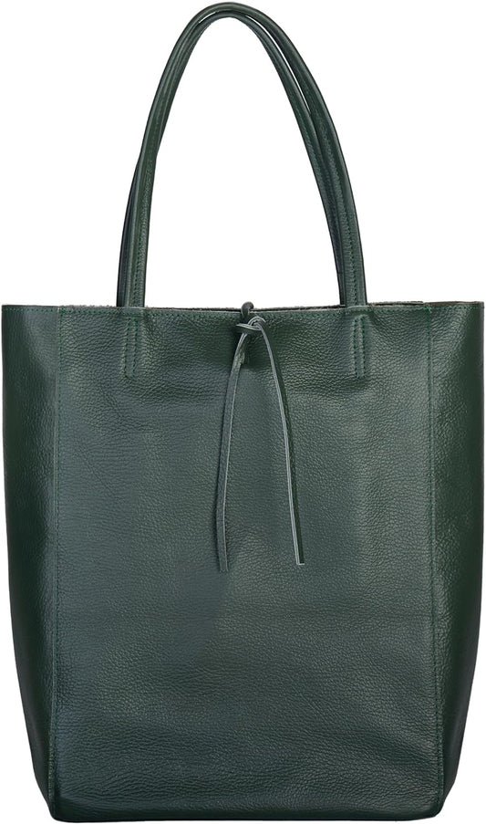 Italian Calf Leather Tote for Women with Zipper, Inner Pocket & Flat Base | Soft Unlined Shopper for Work & Travel