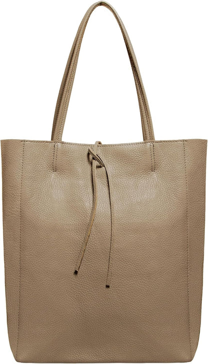 Italian Calf Leather Tote for Women with Zipper, Inner Pocket & Flat Base | Soft Unlined Shopper for Work & Travel