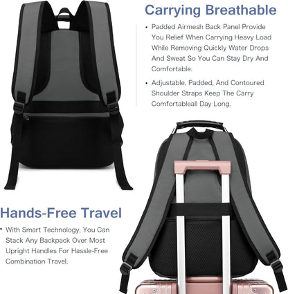 Boavan Laptop Backpack for men, 15.6 inch Laptop Bag with USB Port, Waterproof Travel Work Backpack Purse, Anti-Theft Teacher Nurse Doctor Casual Bookbags Office Business backpack，Grey