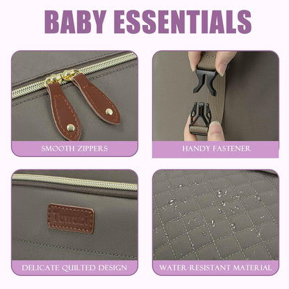 Tuwubi Diaper Bag Tote,Baby Diaper Bag with Pacifier Case Large Travel Diaper Tote Caddy for Mom and Dad Multifunction Large Baby Bag - Khaki