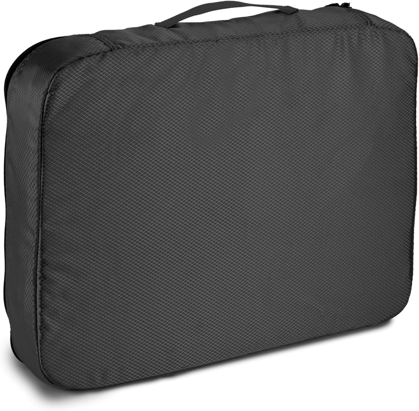 Amazon Basics Large Packing Cubes for Travel, Packing Organizers, 4-Piece-Set With Double Zipper Pulls and Mesh Top Panel, 100% Durable Polyester, Black, 17.5"L x 12.8"W x 3.3"H