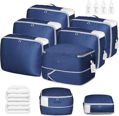 DIMJ Comforter Storage Bag 6 Pack - Blanket Storage Organizer Compression Bags, Large Capacity Ultra Space Saving Self Compression Organize for Bedding, Pillow, Duvet, Sheet Storage with Zipper Window