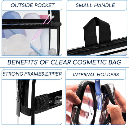 TSA Approved Toiletry Bag 3-1-1 Clear Travel Cosmetic Bag with Handle - Quart Size Bag with Zipper - Carry-on Luggage Clear Toiletry Bag for Liquids - Airport Airline TSA Compliant Bag for Man Women
