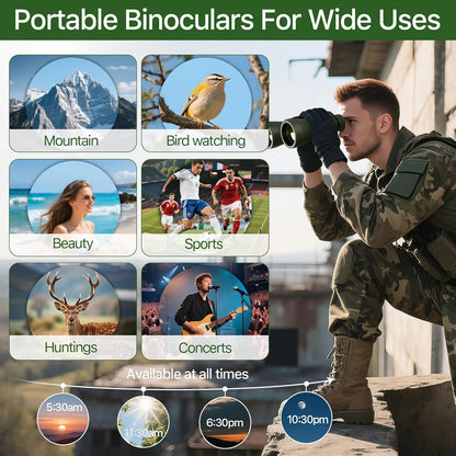 20x50 Hunting Binoculars for Adults High Powered with Low Light Night Vision - 28mm Large Eyepiece Professional Binoculars for Bird Watching Hiking Travel with BAK4 Prism FMC Lens, Green