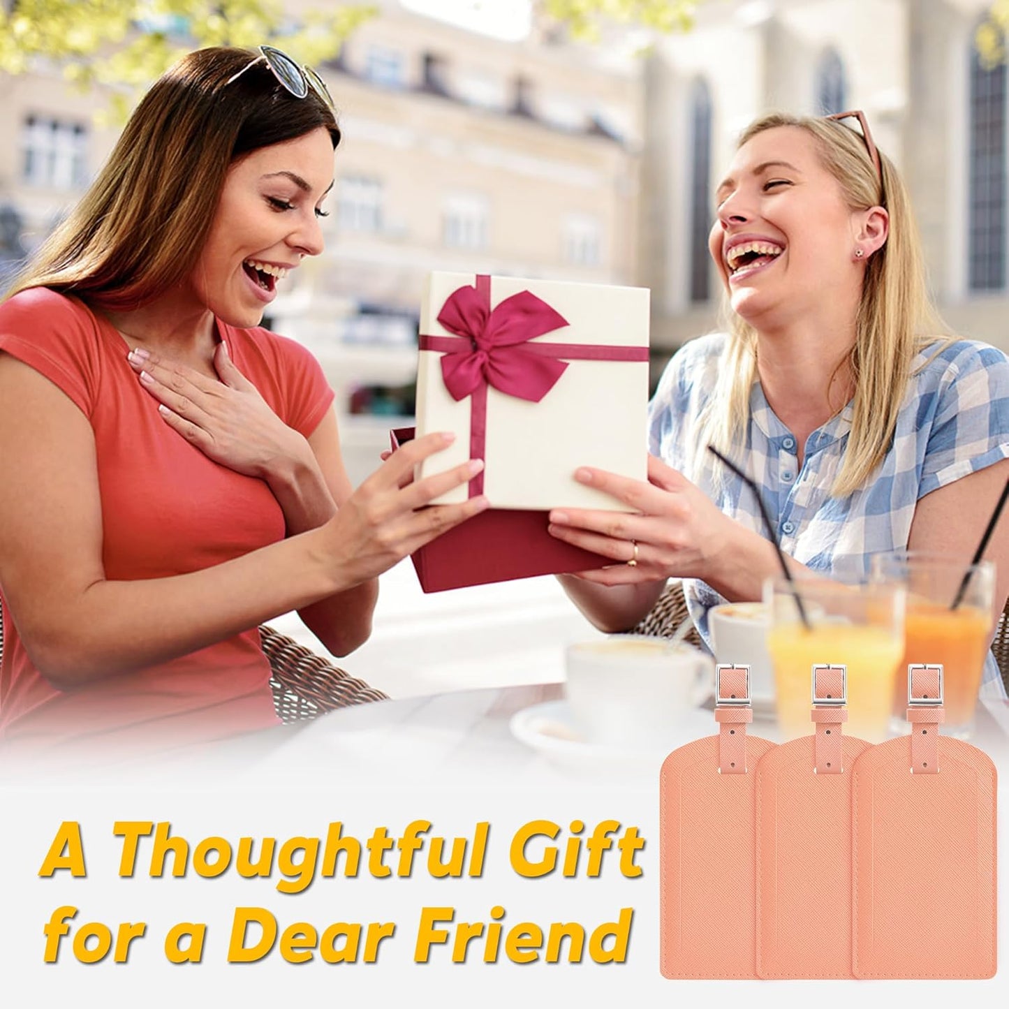 3 Pack Luggage Tags for Suitcases, TSA Approved Bag Tags, Baggage Tags with Privacy Protection, Travel Essentials Luggage Accessories, Rose Gold