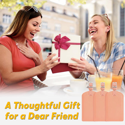 3 Pack Luggage Tags for Suitcases, TSA Approved Bag Tags, Baggage Tags with Privacy Protection, Travel Essentials Luggage Accessories, Rose Gold