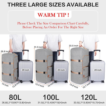 120L Duffle Bag for Travel, Large Foldable Waterproof Travel Duffel Bags Weekender Overnight Bag for Men and Women with Shoe Compartment (Stripe)