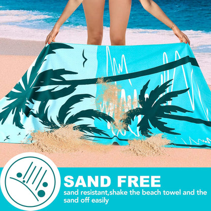 2 Pack Microfiber Beach Towel, Oversized Microfiber Pool Towel 75”x 35”, Sand-Free Beach Towel, Quick Drying Camping Towel, Super Absorbent Bath Blanket, Soft Breathable and Lightweight