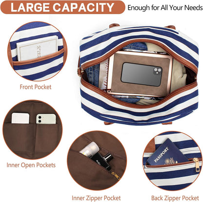 Weekender Bag for Women Canvas Overnight Bag Large Travel Tote Bag Carry on Shoulder Duffle Bag With Shoe Compartment,Perfect for Travel/Daily Use/Birthday Gift …