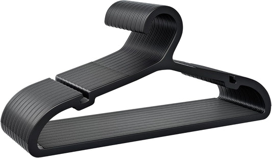 30 Pack Clothes Hangers, Non Slip Plastic Coat Hangers, Space Saving Hangers, Heavy Duty, Hanging Dry Wet Clothes, 16.4" x 8.3", Black, UAPY0530B