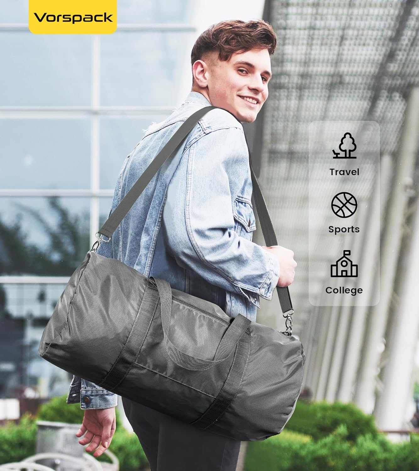 Vorspack Duffel Bag 20-24-28 Inches Foldable Gym Bag for Men Women Duffle Bag Lightweight with Inner Pocket for Travel Sports