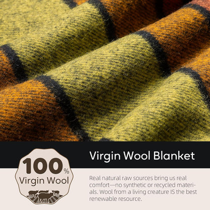 100% Wool Blanket, 62" x 86", Warm, Thick, Washable, Military Wool Blanket, Great for Camping, Outdoors, Sporting Events, Survival Kits