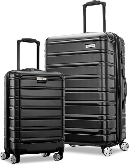 Samsonite Omni 2 Hardside Expandable Luggage with Spinner Wheels, PRO 2PC SET (CO/M), Midnight Black