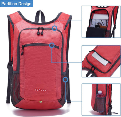 YZAOLL Small Hiking Backpack 15L Lightweight Packable Outdoor Hiking Daypacks for Women Men Travel Camping,Red