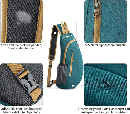 G4Free Sling Bag for Men Women, Small Crossbody Backpack Lightweight Chest Shoulder Bags for Travel, Outdoor and Sports (Teal Green)