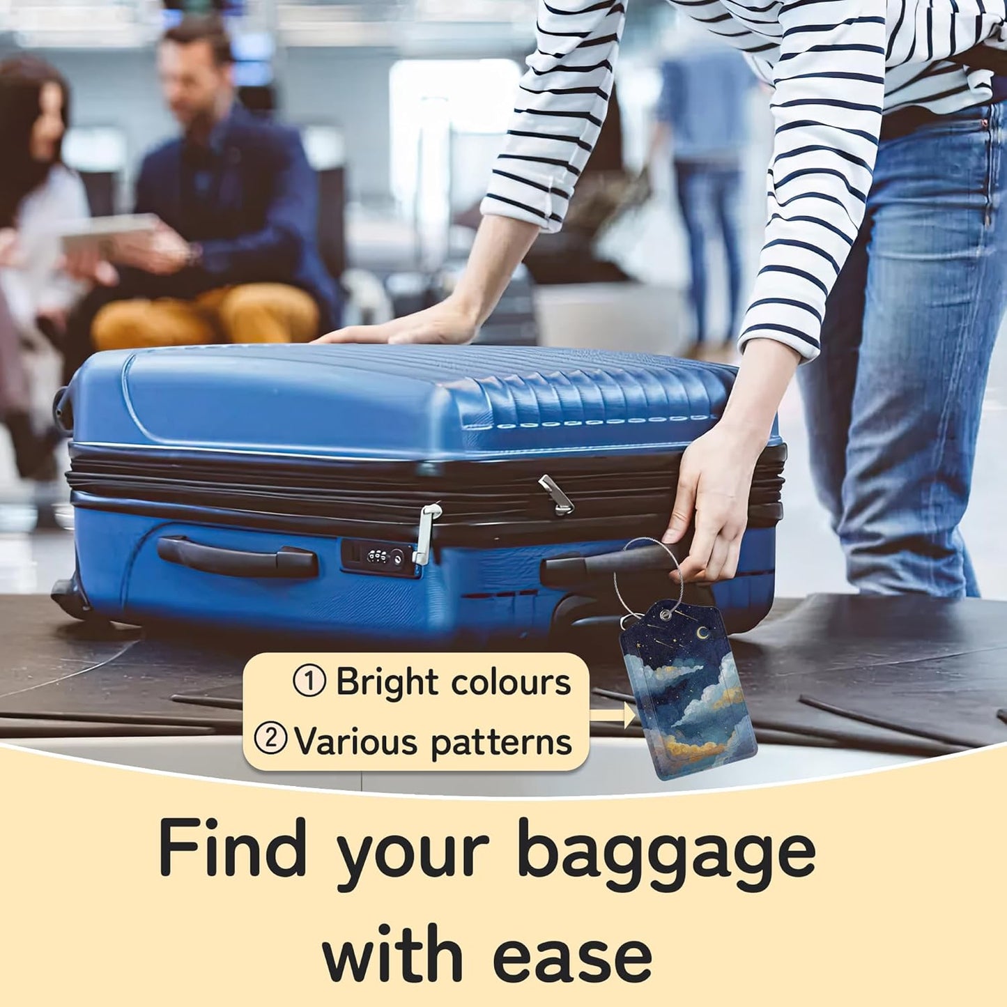 Starry Night Luggage Tags for Suitcase,3 Pack Luggage Tag Leather Privacy Cover ID Label with Stainless Steel Loop for Women Men