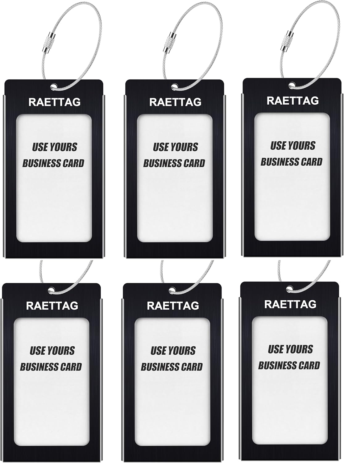 Luggage Tags Metal Suitcase Tags Travel Bag ID Identifier Luggage Tag (Black 6-Pack)