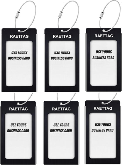 Luggage Tags Metal Suitcase Tags Travel Bag ID Identifier Luggage Tag (Black 6-Pack)