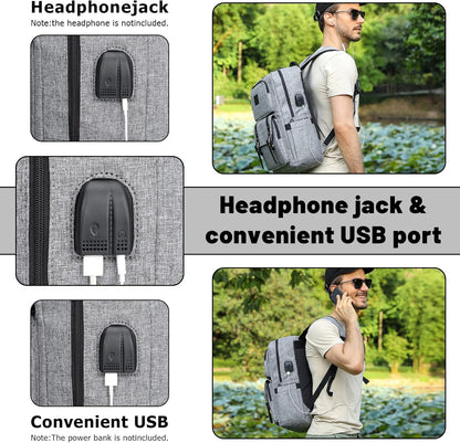 HFSX Vintage Backpack Anti Theft Laptop Backpack Men Women Business Travel Computer Backpack College Bookbag Stylish Water Resistant Vintage Backpack with USB Port Fits 15.6 Inch Laptop Grey