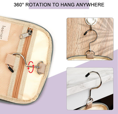 Hanging Travel Toiletry Bag for Women and Men, 6 Organizer Compartments, Extra Large Toiletries Bag, Bathroom Cosmetic Bag, Water-resistant Makeup Bag, Holds Full-Size Shampoo, Purple