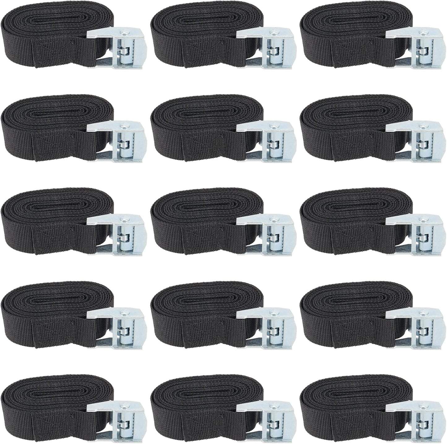 JOIKIT 15 Pack 6.5 Feet x 1 Inch Lashing Straps, Cam Buckle Tie Down Strap up to 660 Lbs for Kayak, Truck, Cargo, Car Roof Rack, Boat, Luggage
