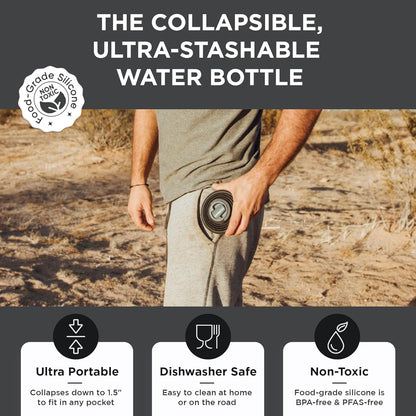 HYDAWAY 25oz Collapsible Water Bottle - BPA-Free, Leakproof, Lightweight, and Space-Saving - Perfect for Hiking, Travel, and All-Day Hydration