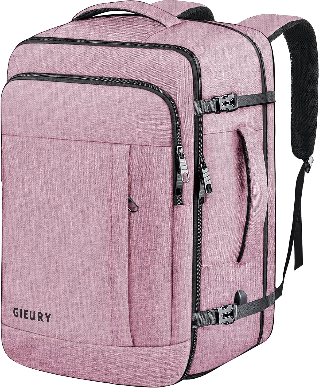 Carry On Backpack, 40-50L Travel Backpack for Men & Women, Expandable Backpack For Airplanes, 17 Inch Laptop Backpack, Luggage Suitcase 40L Daypack Lightweight Business Weekender Bag, Light Pink