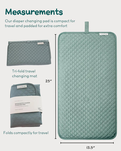 Lily Miles Baby Changing Pad Portable, Diaper Changing Mat with Magnetic Latches, Travel Pad for Diaper Bag, Baby Essentials, Wipeable & Waterproof Mat (Willow Green, Regular)