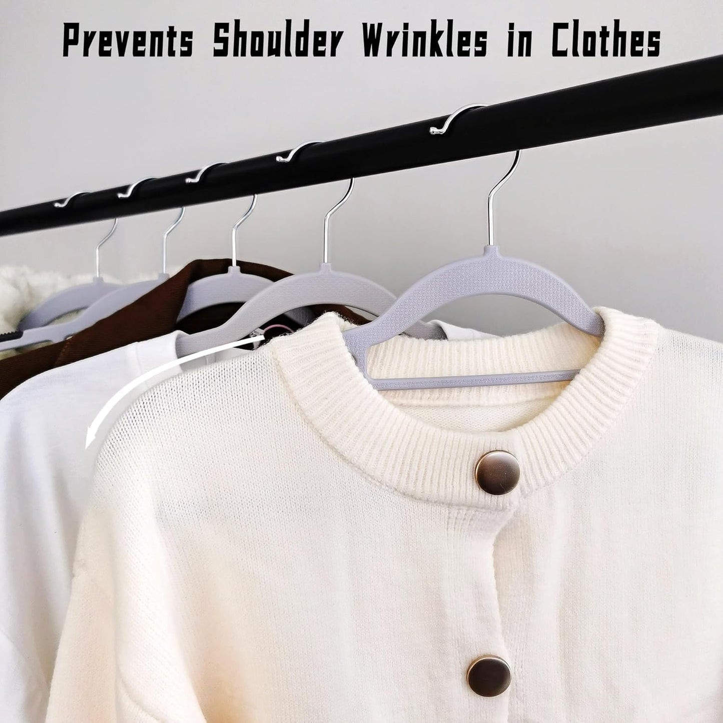 50 Pack Plastic Clothes Hangers Non Slip - 16.5 Inch Slim Space Saving Hangers for Closet, Heavy Duty Non-Slip Garment Hangers with 360° Swivel Hooks