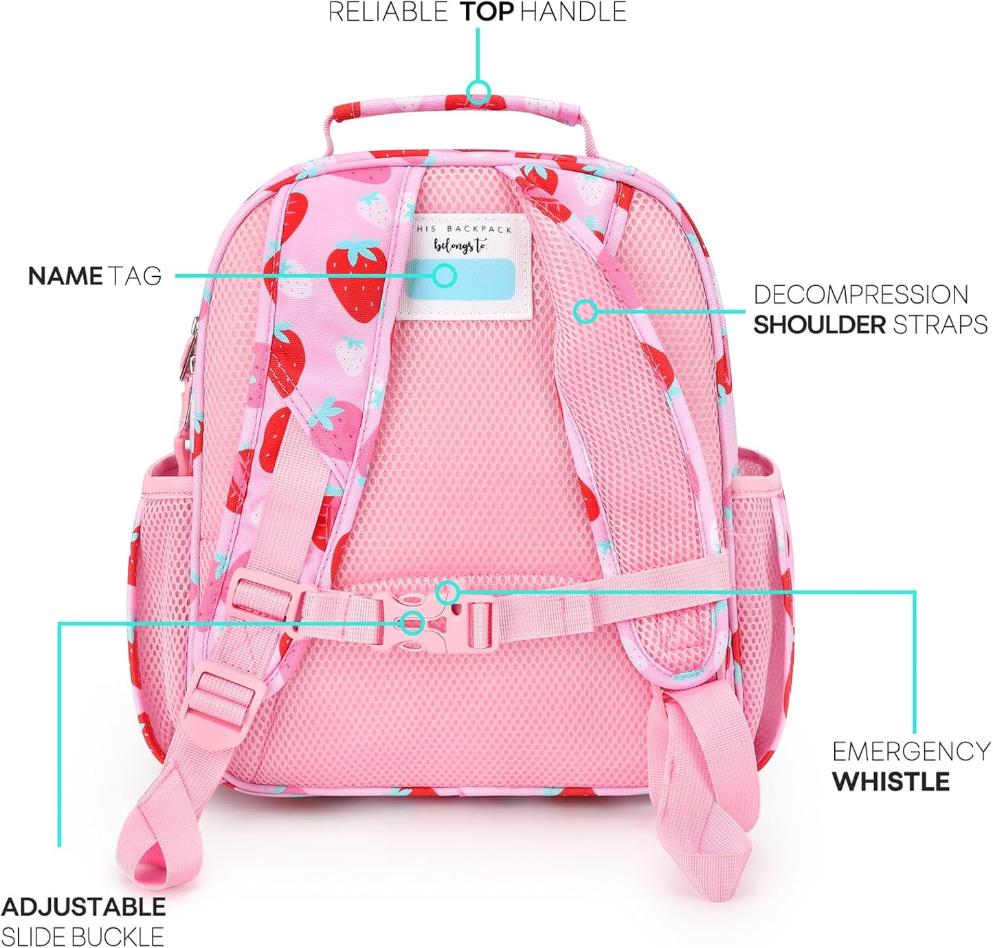mibasies Girls Backpack 5-8: Lightweight Kids Backpacks for Girls - Girl Bookbag for Elementary School - Assorted Strawberry Pink