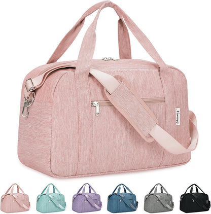 Narwey 18" Carry on Bag Underseat for Airplane with Wet Pocket Spirit Airlines Personal Item Bag Travel Duffel Bag Small Gym Bag Weekender Overnight for Women and Men (Pink)